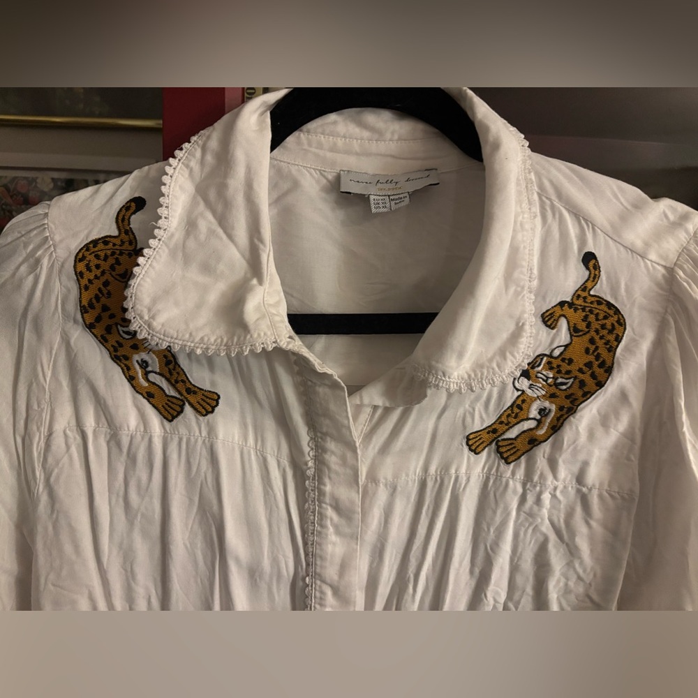 Never Fully Dressed leaping leopard blouse 🐆